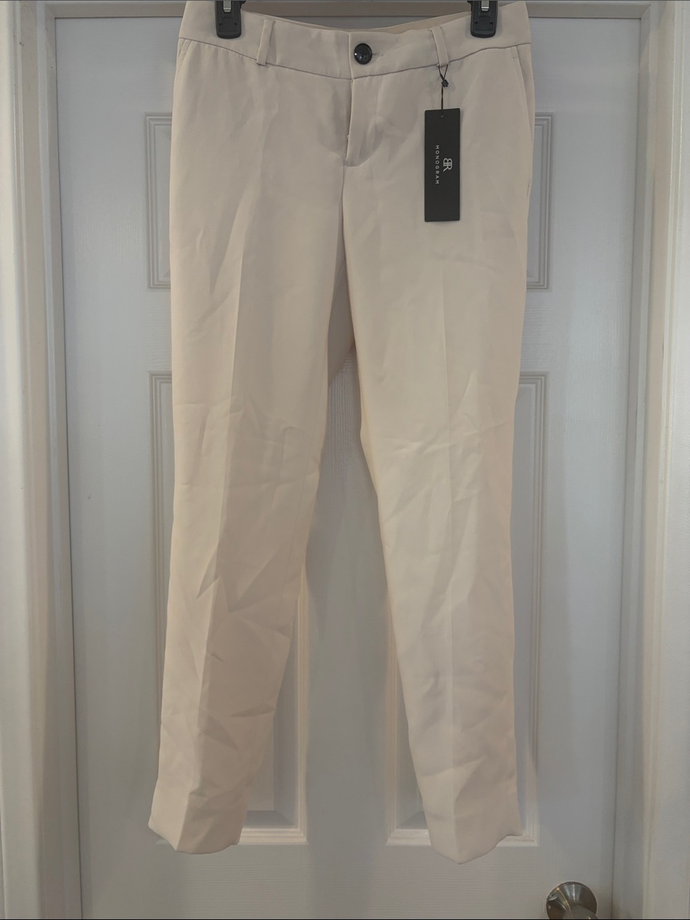 Monogram - Tailored Cream Straight-Leg Trousers